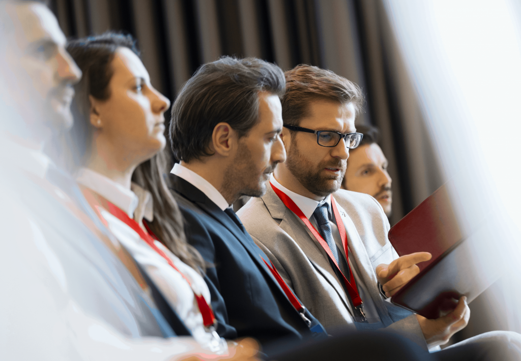 People talking at conference