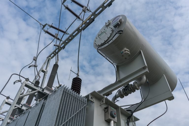 Power transformers at substation in Poland