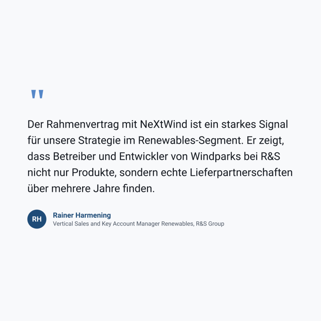 Zitat von Rainer Harmening, Vertical Sales and Key Account Manager Renewables, R&S Group