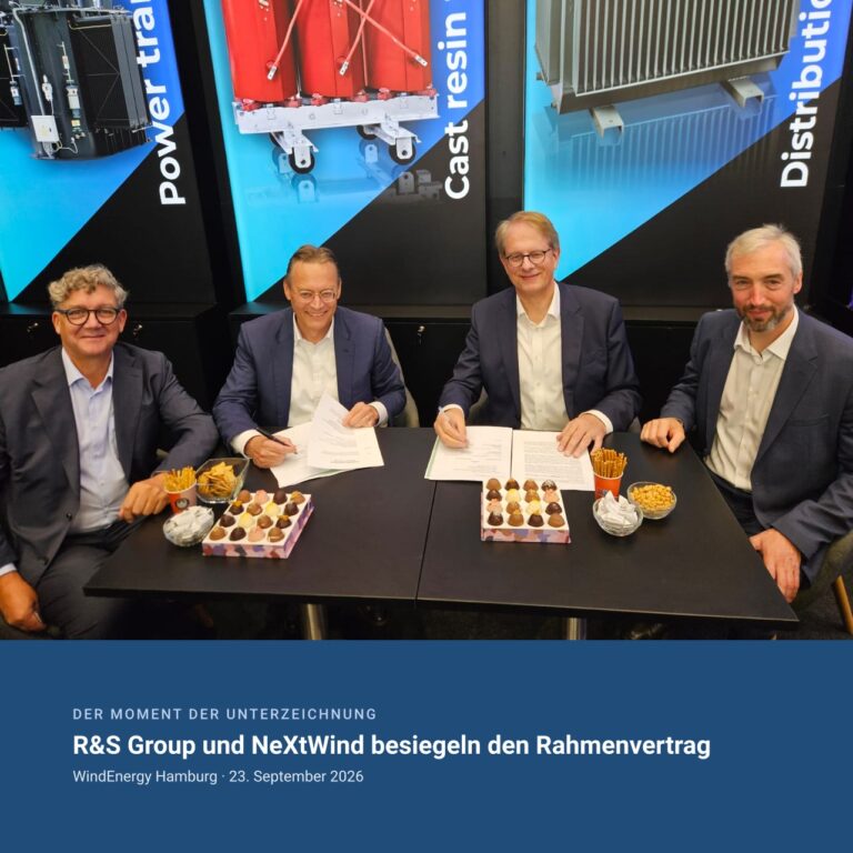 R&S Group und NeXtWind besiegeln den Rahmenvertrag an der WindEnergy Hamburg